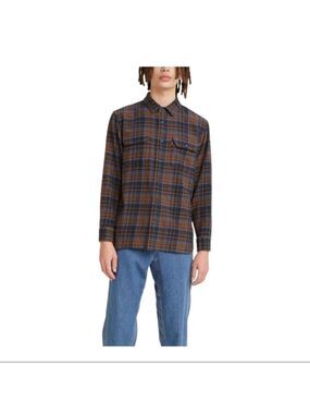 𝅺LEVIS Classic Fit Flannel Worker Shirt - Binsk Navy Blazer